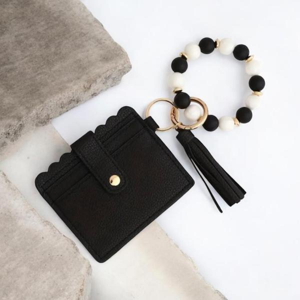 Black Silicone Beaded Wristlet Wallet
