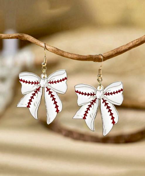 1 Pair Bow Baseball ⚾️ Earrings 