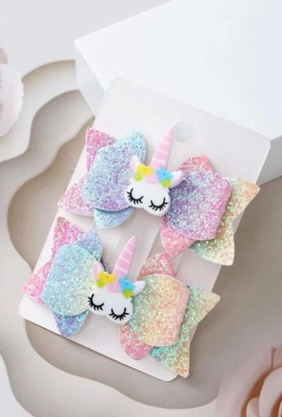 2pcs Girls Unicorn 🦄 Hair Clips ~ Multicolor 