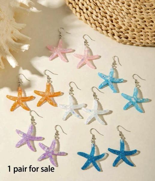 1 Pair Bohemian Starfish Resin Earrings 