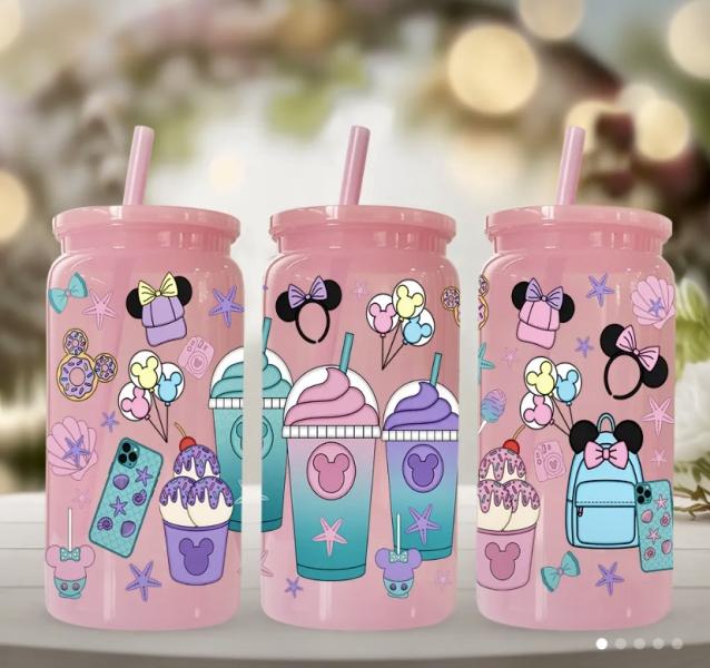 1pc 16oz Pink Plastic Tumbler ~ Mickey Mouse