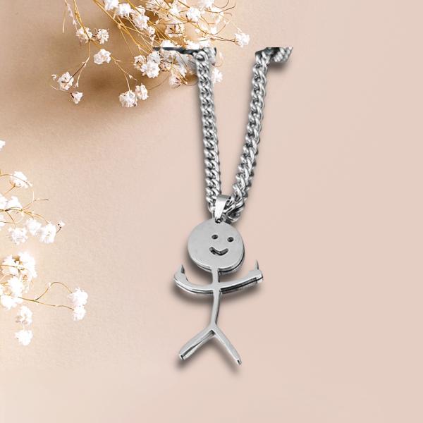 1pc Stainless Steel Abstract Figure Necklace