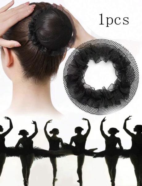 1pc Black Ballet Dance Bun Cover Net Scrunchie 