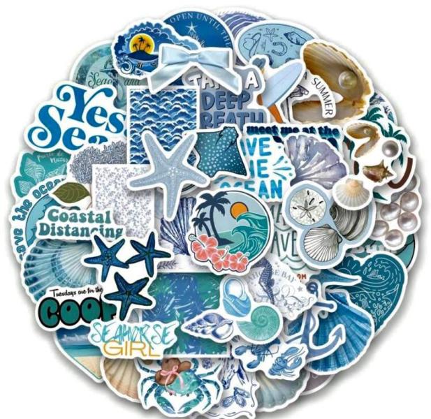 60PCS Coastal Vinyl Stickers