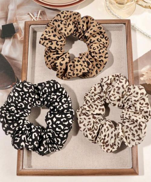 3-Pack Elegant Polka Dot & Leopard Scrunchies