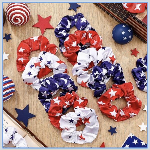 5pcs Set Satin 4th of July Hair Scrunchies