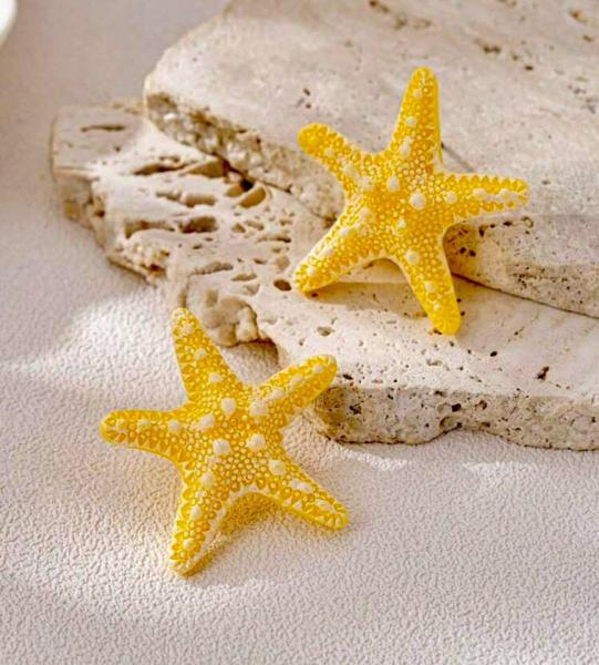 1 Pair Yellow Starfish Earrings 