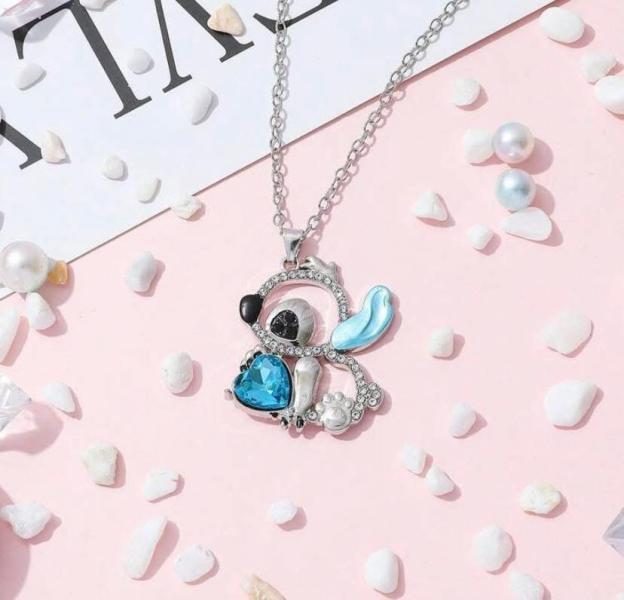 1pc Disney Stitch Heart Necklace 
