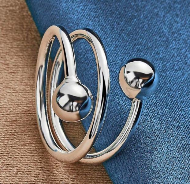 925 Sterling Silver Ring With Double Beads