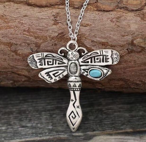 1pc Turquoise Dragonfly Pendant Necklace 