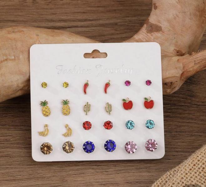 12 Pairs Fresh Style Stud Earrings 