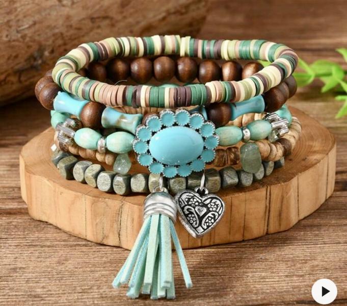 5pcs Bohemian Western Style Bracelet Set