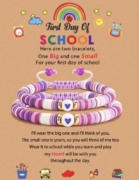 2pcs First Day Of School Bracelet Set ~ Purple