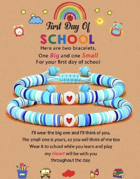 2pcs First Day Of School Bracelet Set ~ Blue