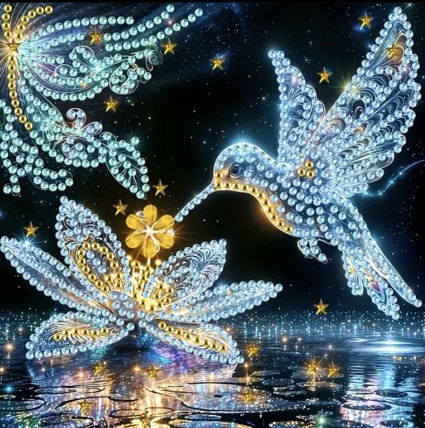 5D Diamond Painting Kit ~ Hummingbird 