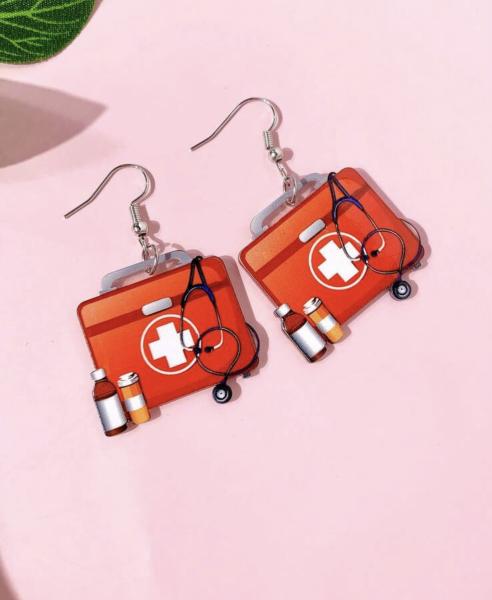 1 Pair Acrylic First Aid ⛑️ Earrings 