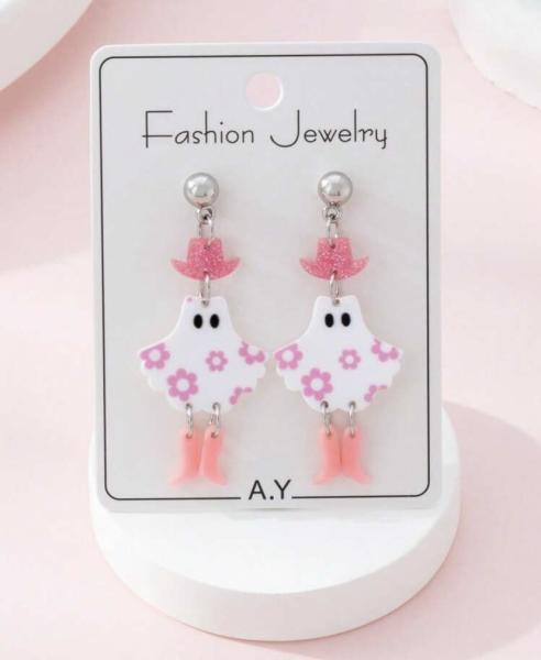 1 Pair Ghost 👻 Earrings ~ Pink