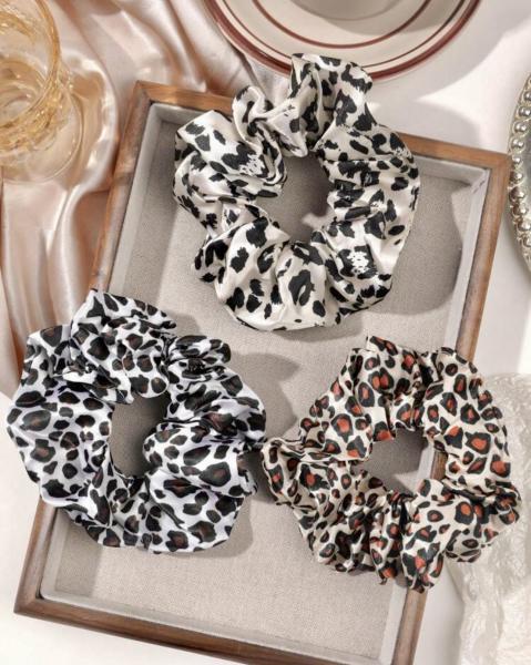 3pcs Silky Leopard Hair Scrunches 