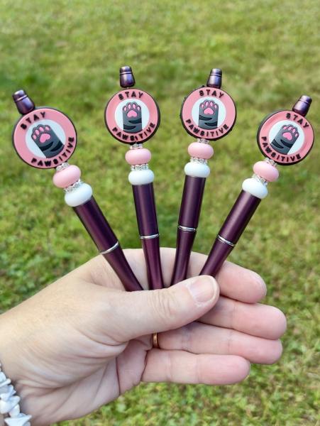 1pc Stay Positive 🐾 Silicone Beaded Pen