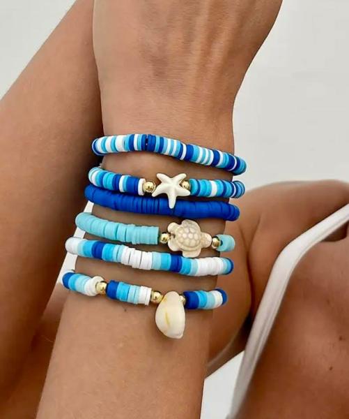 6pcs Turtle 🐢 & Starfish Bracelet Set