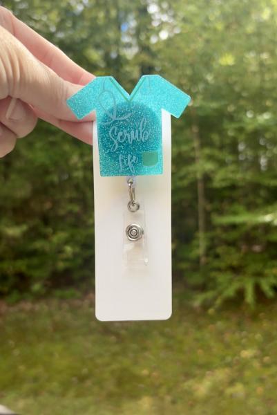 1pc Scrub Life Badge Reel ~ Blue
