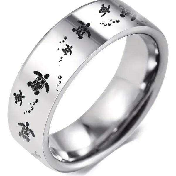1pc Sea Turtle 🐢 Stainless Steel Ring Size 7