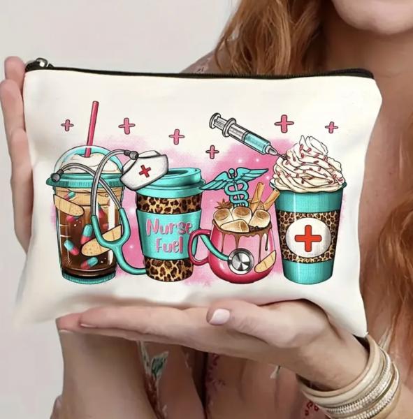 1pc Chic Leopard Print Nurse Cosmetic Bag