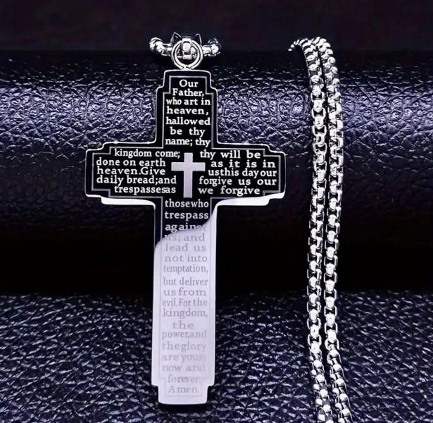 1pc Stainless Steel Religious Cross Necklace 