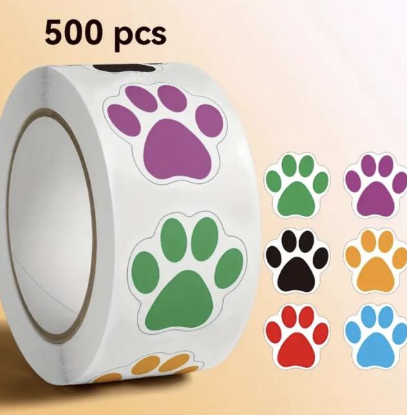 500pcs Animal Paw 🐾 Print Stickers 