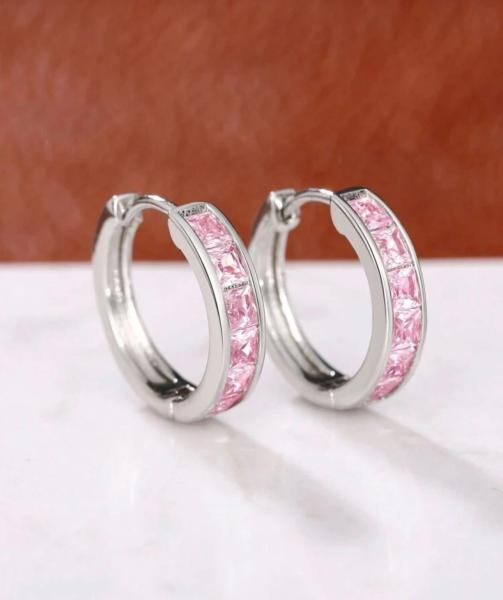 1 Pair Fashion Hoop Earrings ~ Pink