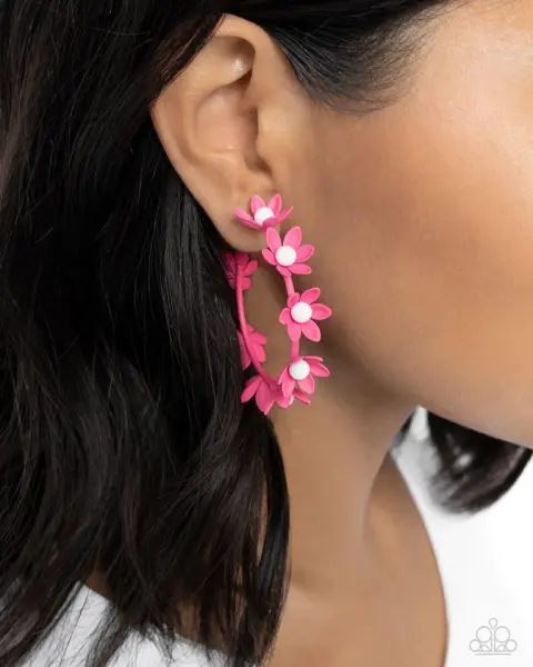 Paparazzi Earring ~ Flower Vine - Pink