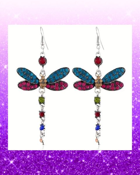1 Pair Dragonfly Earrings ~ Multi