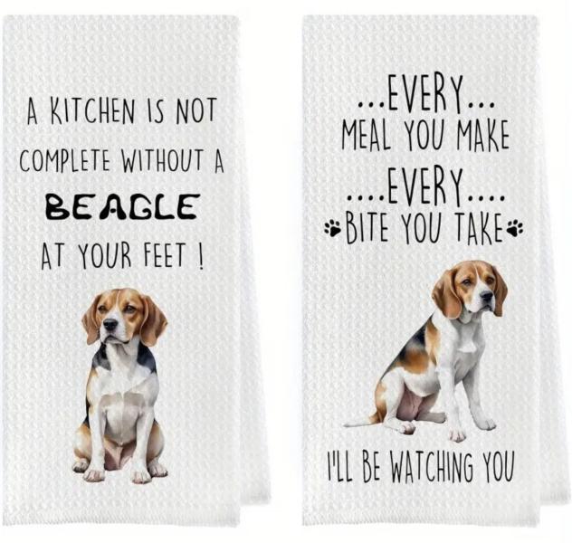 2pcs Funny Beagle Dish Towels
