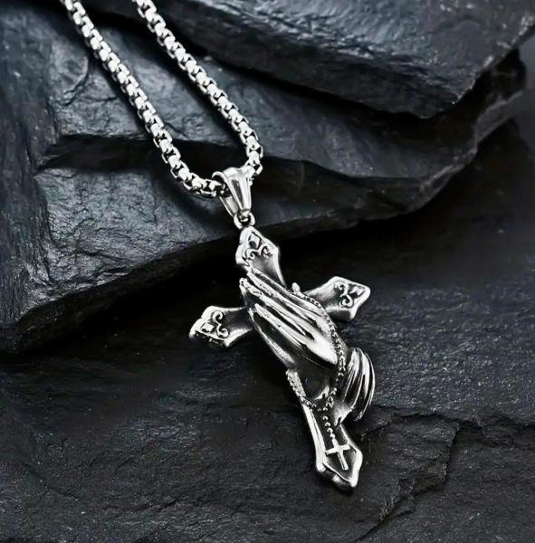 1pc Cross Prayer Hand Necklace 