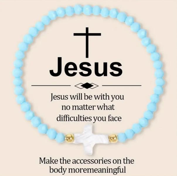 1pc Bohemian Blue Ceramic Cross Bracelet