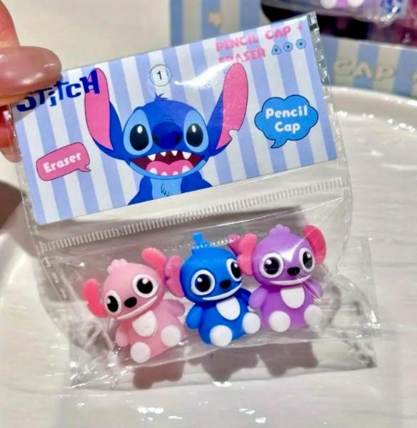 3pcs Stitch Pencil Erasers Set