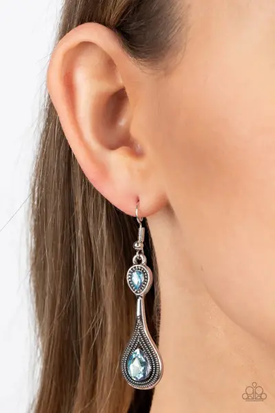 Paparazzi Earring ~ Dazzling Droplets - Blue