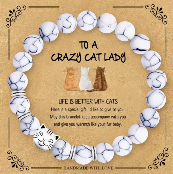 1pc Warm Cat Beaded Bracelet | White 