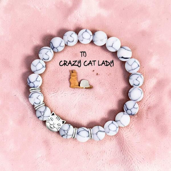 1pc Warm Cat Beaded Bracelet | White 