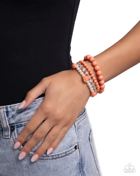 Paparazzi Bracelet ~ Rosy Retrospection - Orange