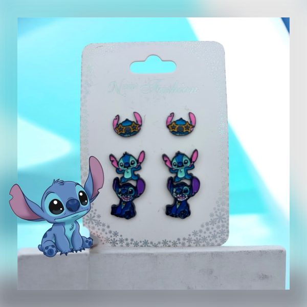 3 Pairs Disney Stitch Earrings Set #2