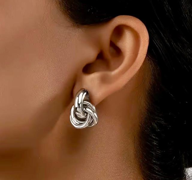 1 Pair Stylish Silver Earrings 