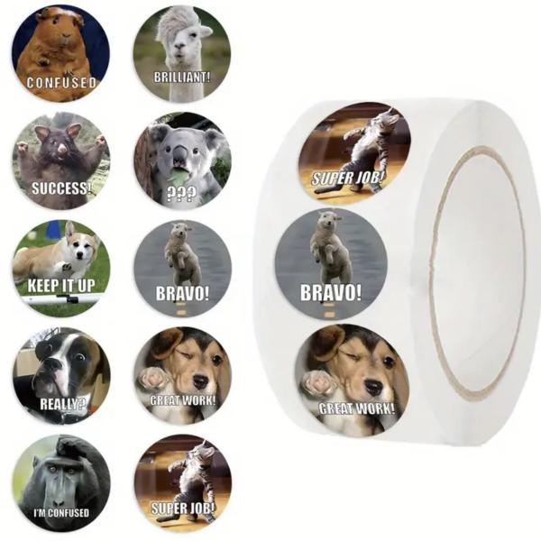 500pcs Funny Animal Stickers Roll