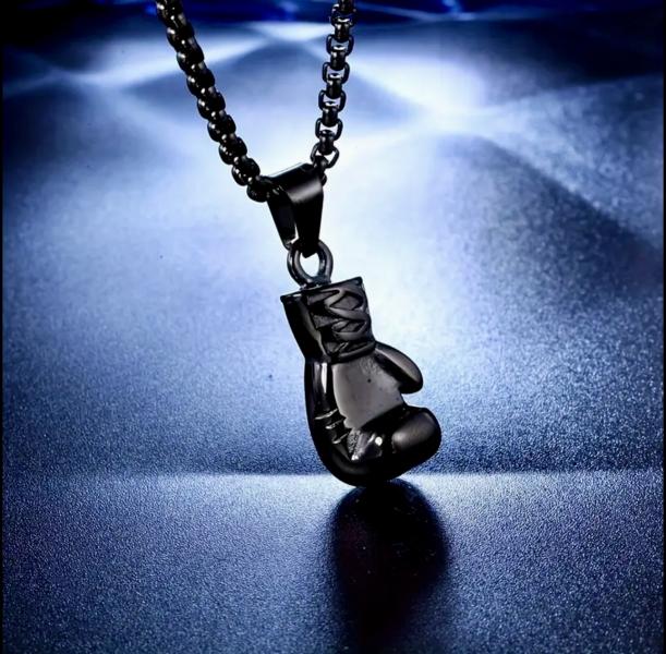 1pc Boxing Gloves Pendant Necklace ~ Black