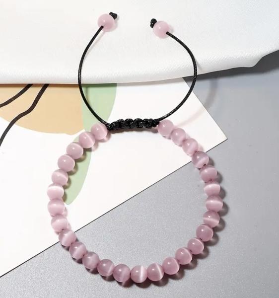 1pc Smooth Cat Eye Stone Bracelet ~ Pink