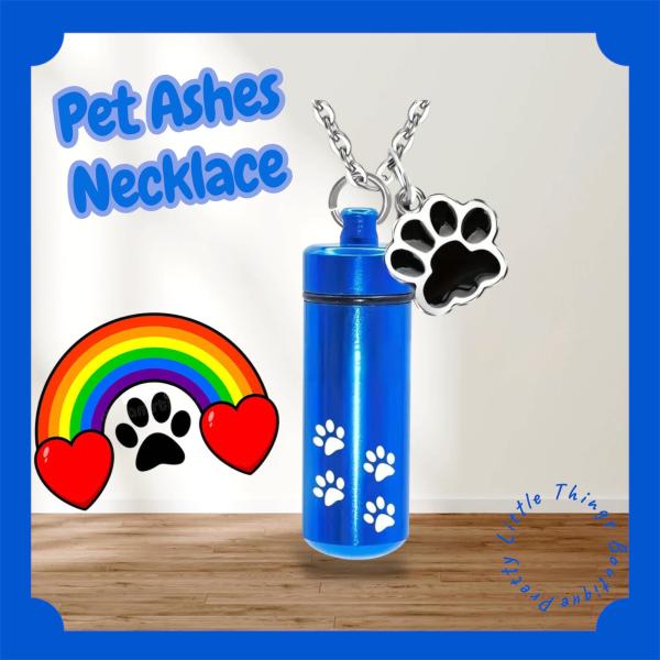 1pc Stainless Steel Urn Necklace ~ Blue