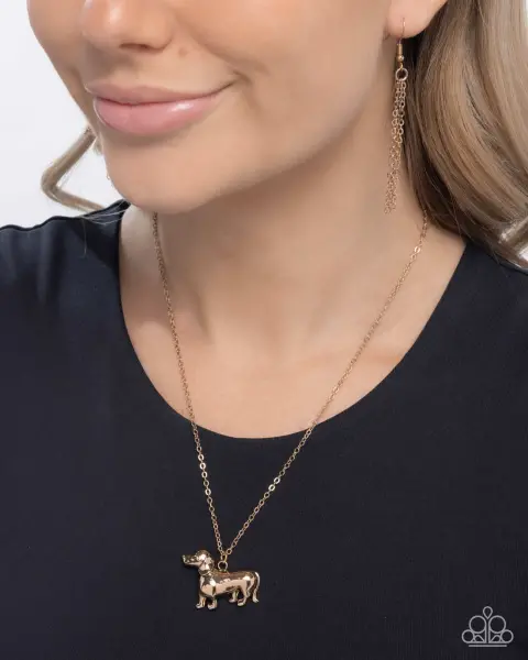 Paparazzi Necklace ~ Darling Dachshund - Gold