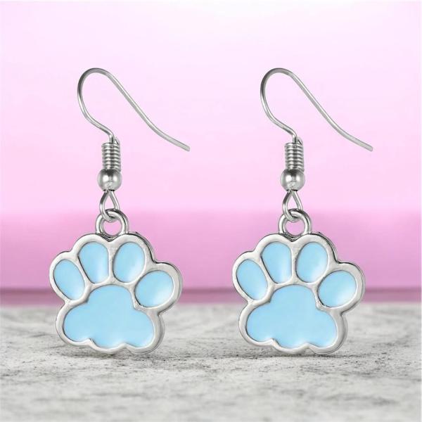 1 Pair Blue Paw 🐾 Print Earrings 
