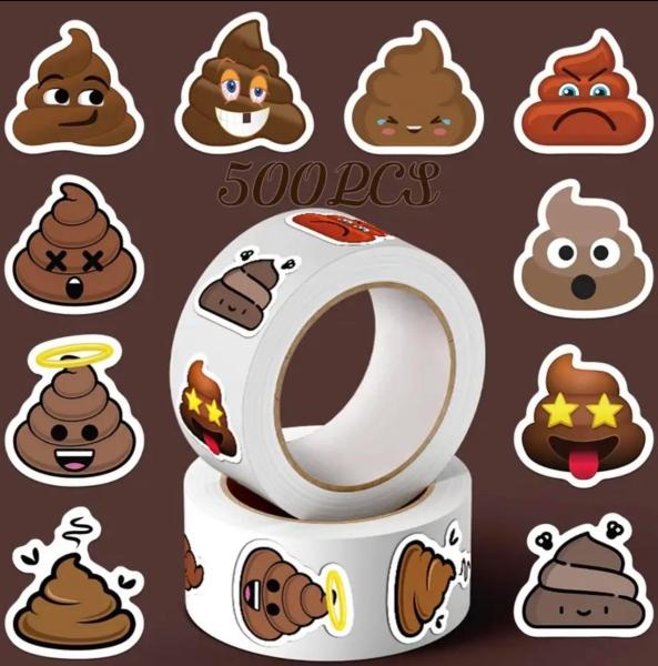 500pcs Roll Poop 💩 Stickers 