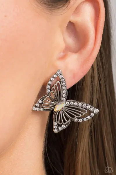 PAPARAZZI ~ Wispy Wings Multi Butterfly PostEarring - Paparazzi 